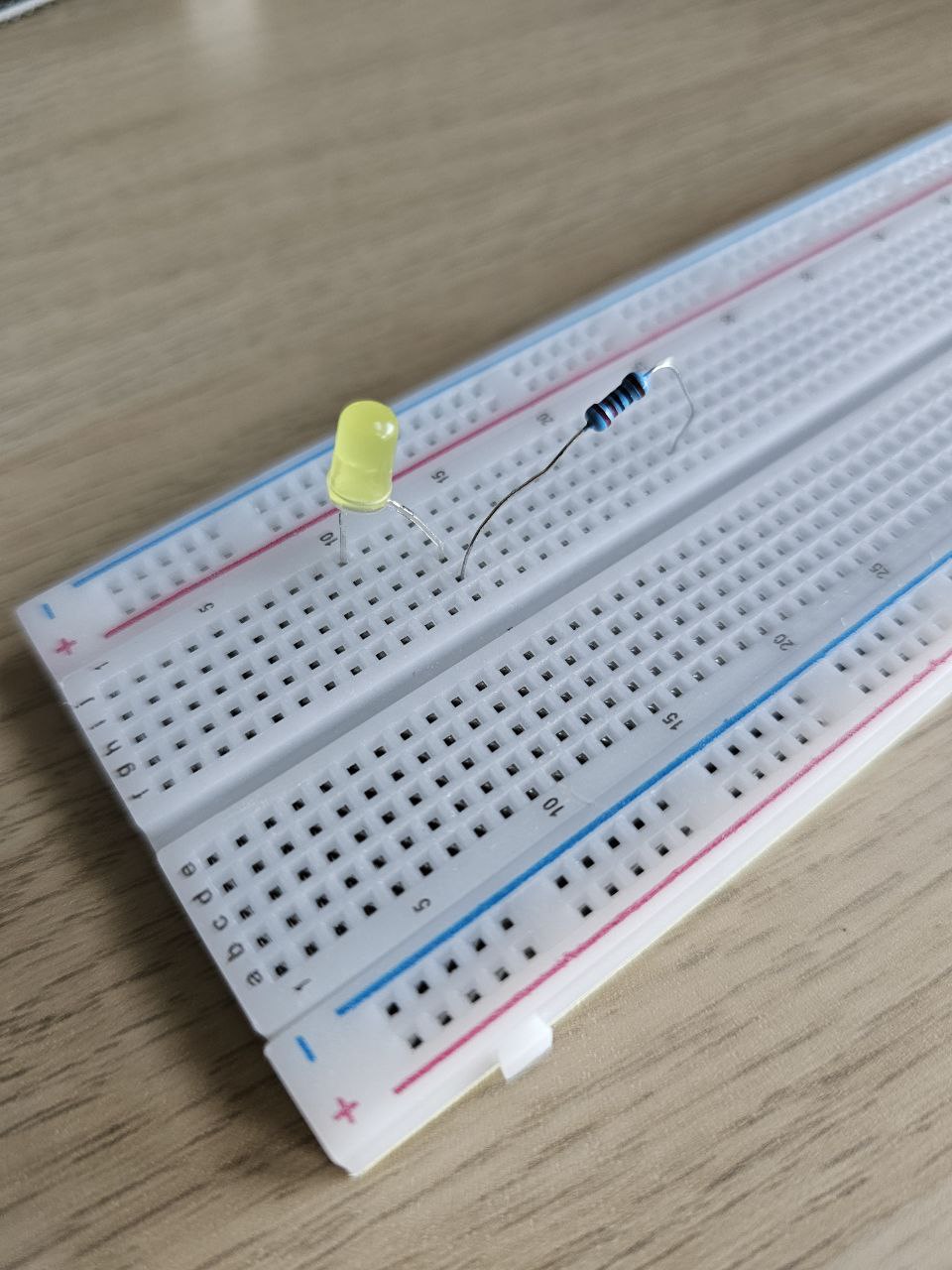 LED and a transistor series configuration from the side