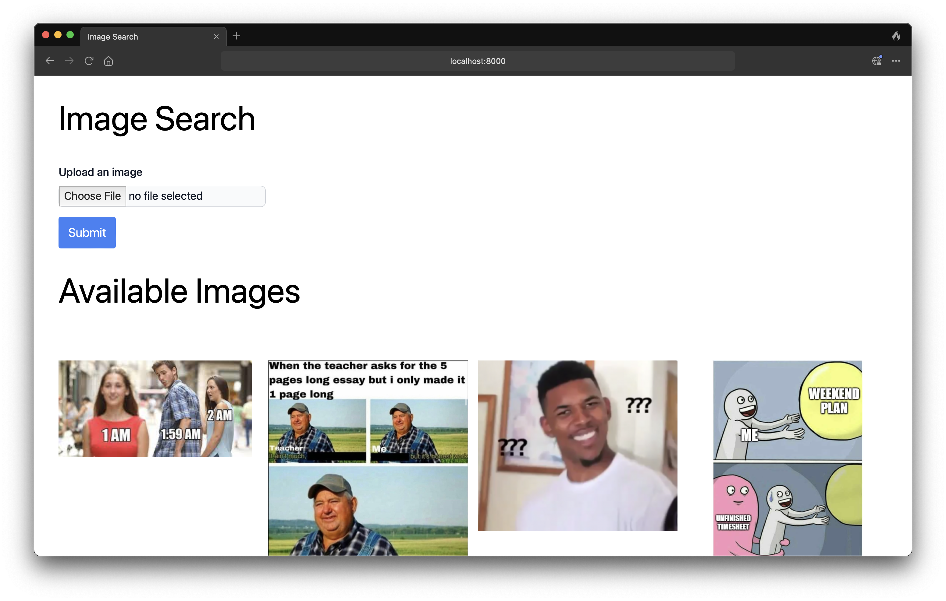 Image search engine homepage